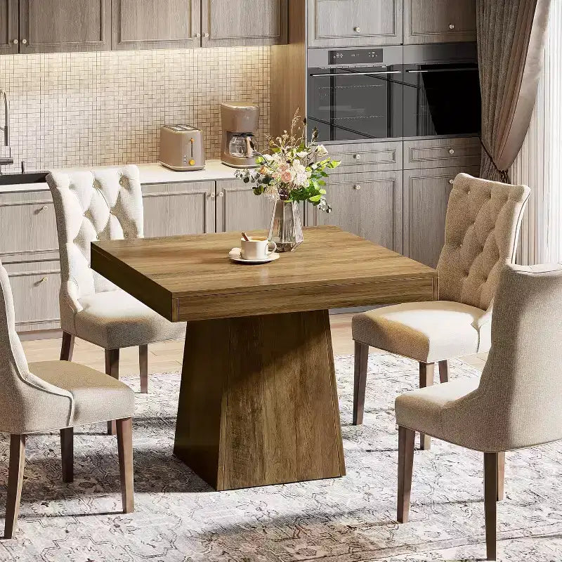 Tavolo da Pranzo Quadrato da Cascina per 4 con Base a Piedistallo – 80 cm