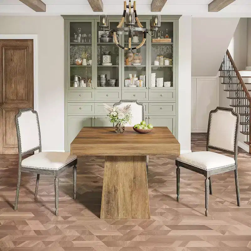 Tavolo da Pranzo Quadrato da Cascina per 4 con Base a Piedistallo – 80 cm