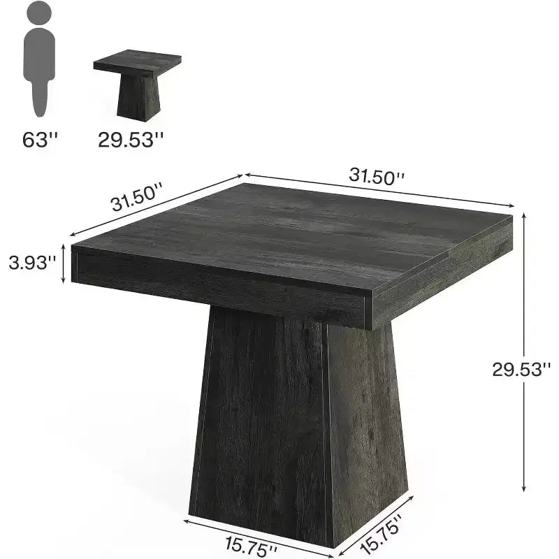 Tavolo da Pranzo Quadrato da Cascina per 4 con Base a Piedistallo – 80 cm