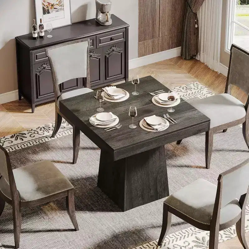 Tavolo da Pranzo Quadrato da Cascina per 4 con Base a Piedistallo – 80 cm