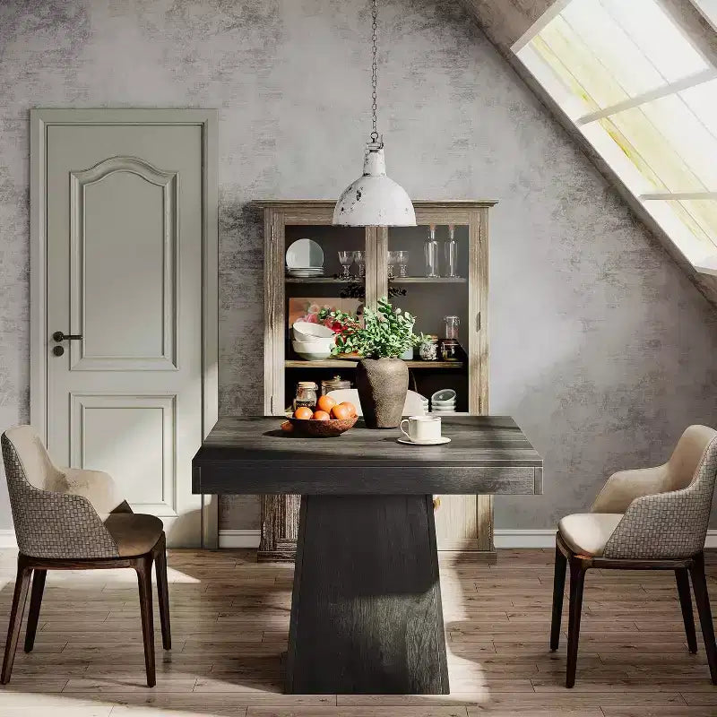 Tavolo da Pranzo Quadrato da Cascina per 4 con Base a Piedistallo – 80 cm