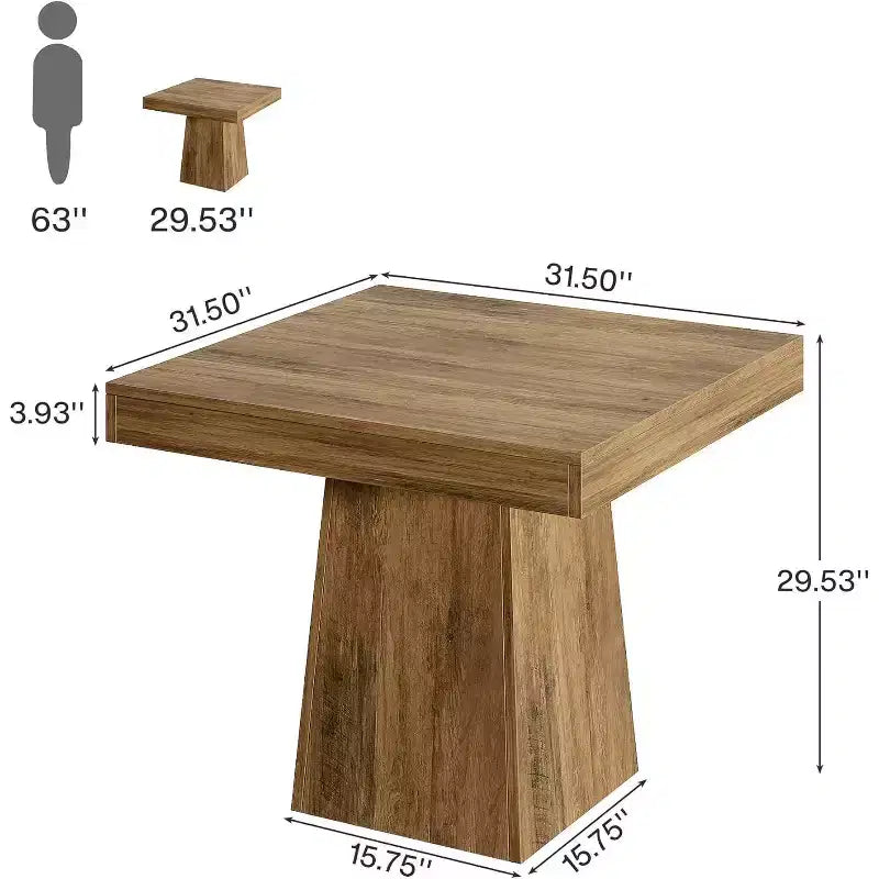 Tavolo da Pranzo Quadrato da Cascina per 4 con Base a Piedistallo – 80 cm