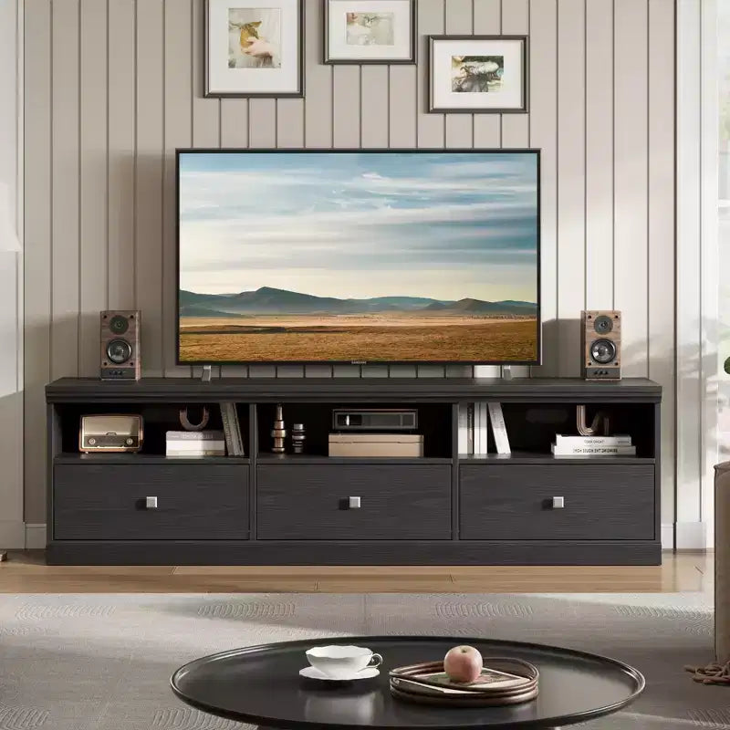 TV Stand for TV up to 80 Inches, Entertainment Center with Storage Drawer and Open Shelves, TV Console Unit for Living Room Bedroom
