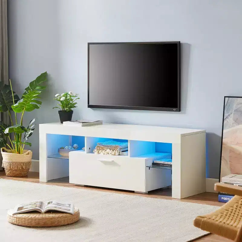 Mobile TV moderno a LED con illuminazione RGB e spazio contenitivo – Adatto a TV fino a 55"