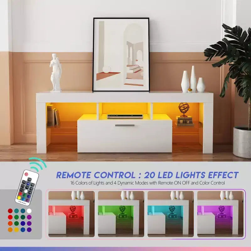 Mobile TV moderno a LED con illuminazione RGB e spazio contenitivo – Adatto a TV fino a 55"