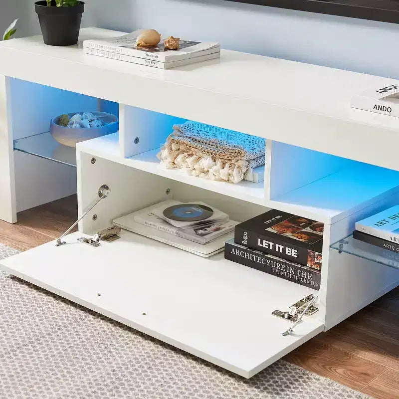 Mobile TV moderno a LED con illuminazione RGB e spazio contenitivo – Adatto a TV fino a 55"
