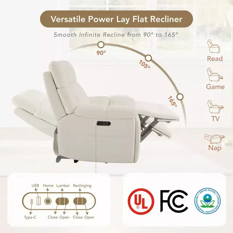 Poltrona reclinabile per cameretta Power Lay Flat con altoparlanti Bluetooth e supporto lombare elettrico