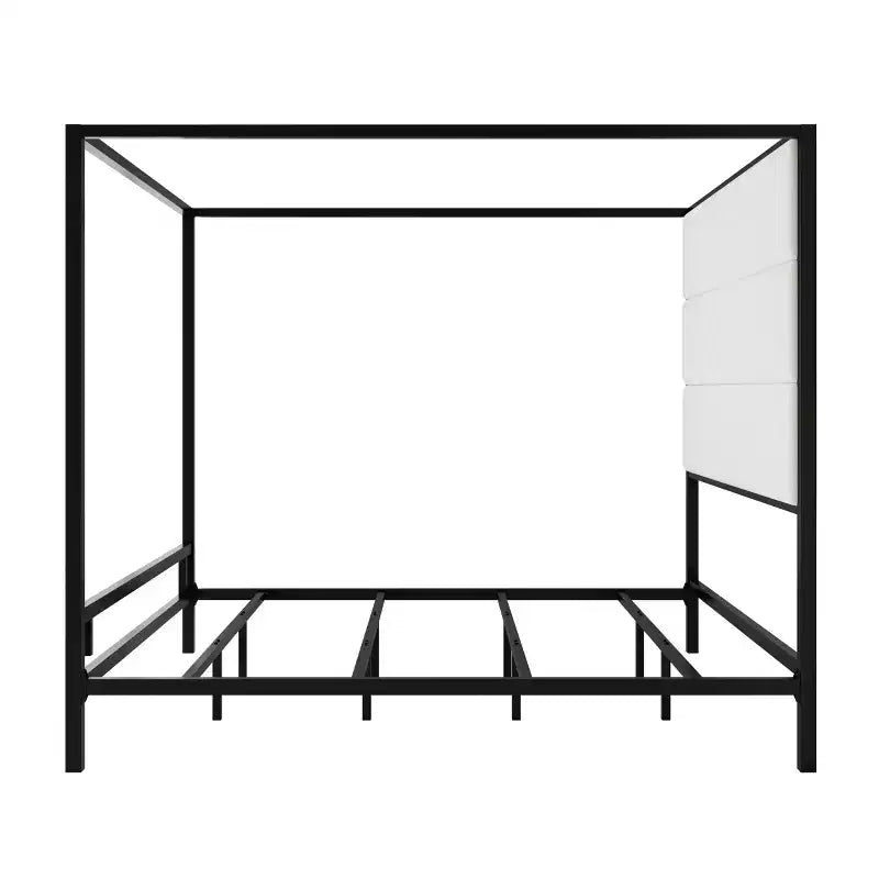 Letto a baldacchino moderno King Size con testiera imbottita in lino – 360 kg