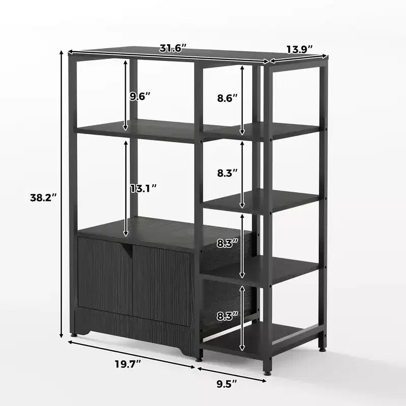 Scaffale da Cucina a 5 Livelli con Armadietto, Supporto Autoportante per Microonde e Stazione Caffè da 38,2 Pollici, Scaffale per Riporre Oggetti per Cucina, Soggiorno e Ufficio