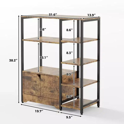 Scaffale da Cucina a 5 Livelli con Armadietto, Supporto Autoportante per Microonde e Stazione Caffè da 38,2 Pollici, Scaffale per Riporre Oggetti per Cucina, Soggiorno e Ufficio