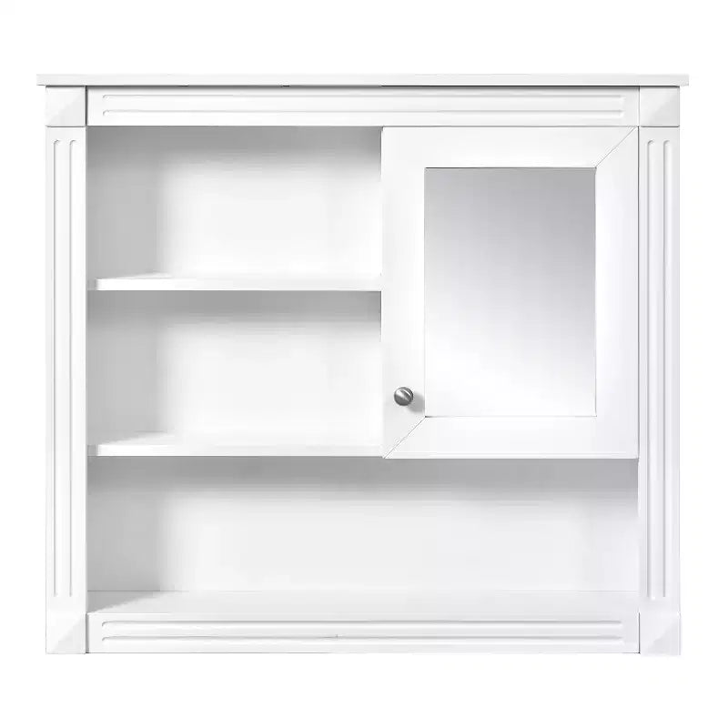 Armadietto a specchio da bagno a muro da 32" con 4 ripiani e vano portaoggetti