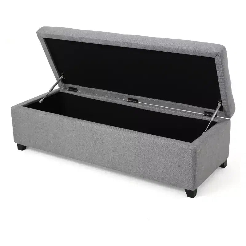 Panca Pouf Contenitore Grigio con Coperchio Trapuntato e Spazio Nascosto