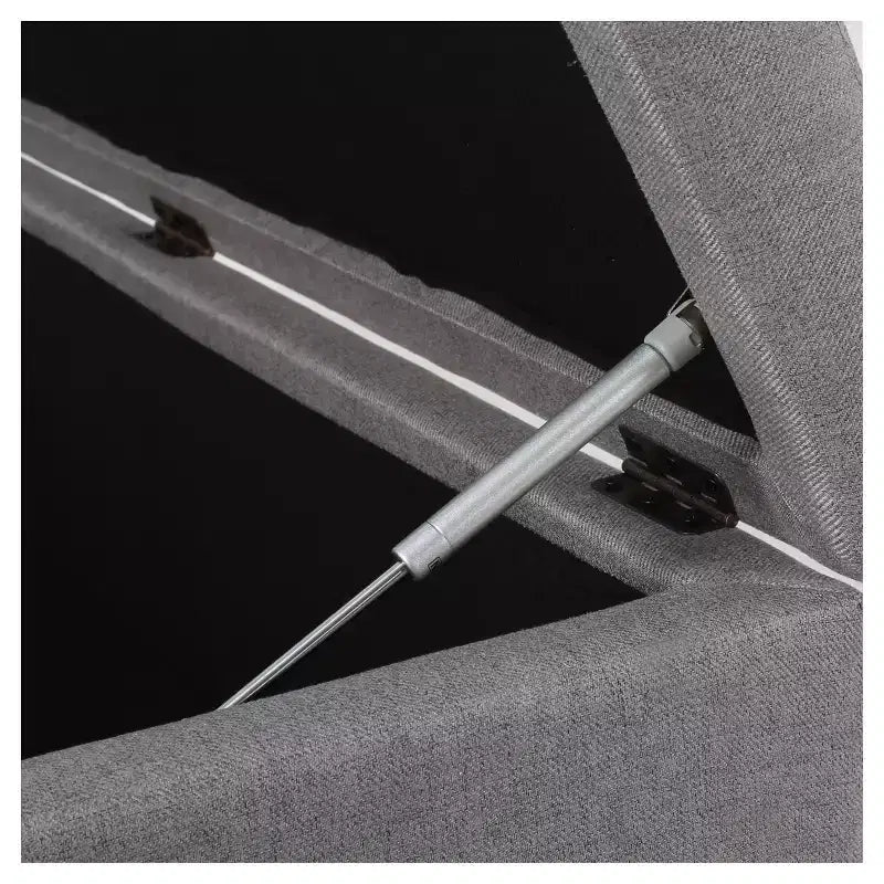Panca Pouf Contenitore Grigio con Coperchio Trapuntato e Spazio Nascosto