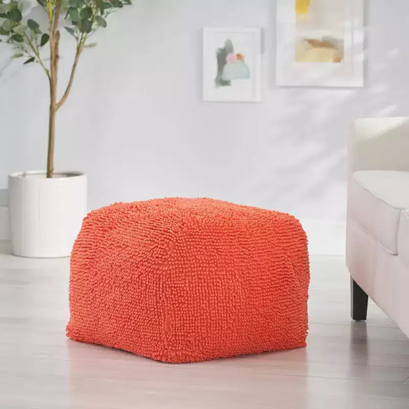 Pouf ottomano quadrato in ciniglia moderna in microfibra – Capacità 136 kg