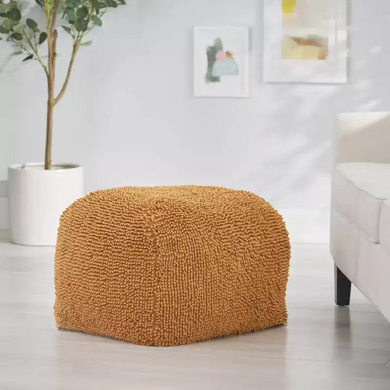Pouf ottomano quadrato in ciniglia moderna in microfibra – Capacità 136 kg