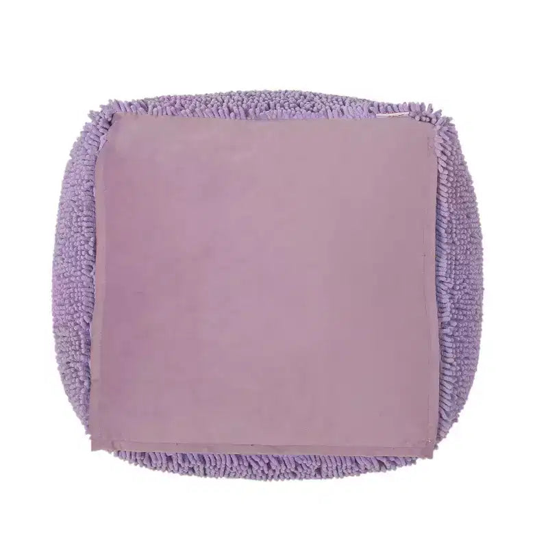 Pouf ottomano quadrato in ciniglia moderna in microfibra – Capacità 136 kg