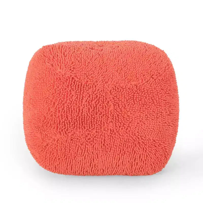Pouf ottomano quadrato in ciniglia moderna in microfibra – Capacità 136 kg