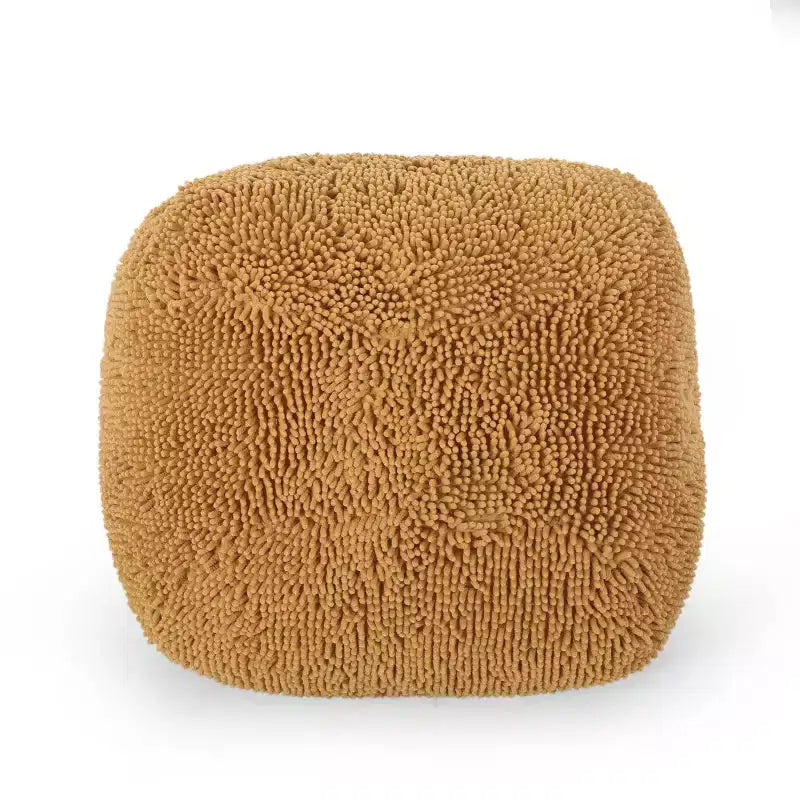 Pouf ottomano quadrato in ciniglia moderna in microfibra – Capacità 136 kg