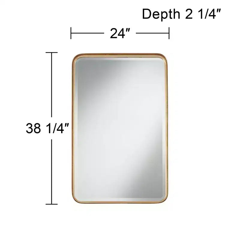 Specchio da parete rettangolare con cornice in ferro dorato – 38x24 pollici